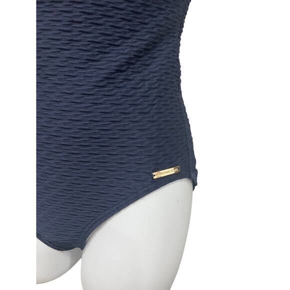 Michael Michael Kors Size 6 One Shoulder Ring Swimsuit Navy Blue NWT - Picture 2 of 7